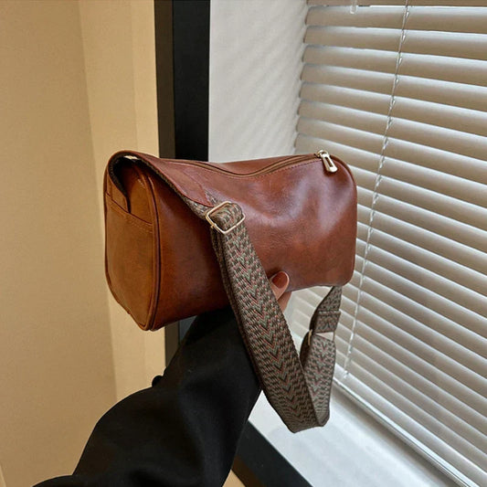 Chique vintage PU leren Boston handtas - modieuze schoudertas