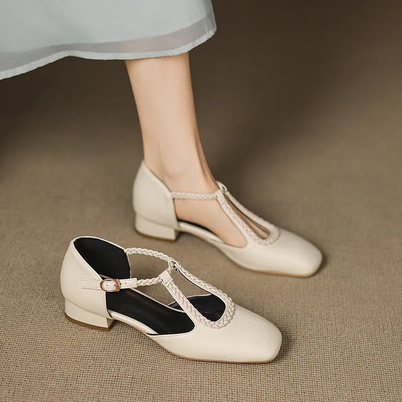 Estelle | Retro Lederen Ballerina's